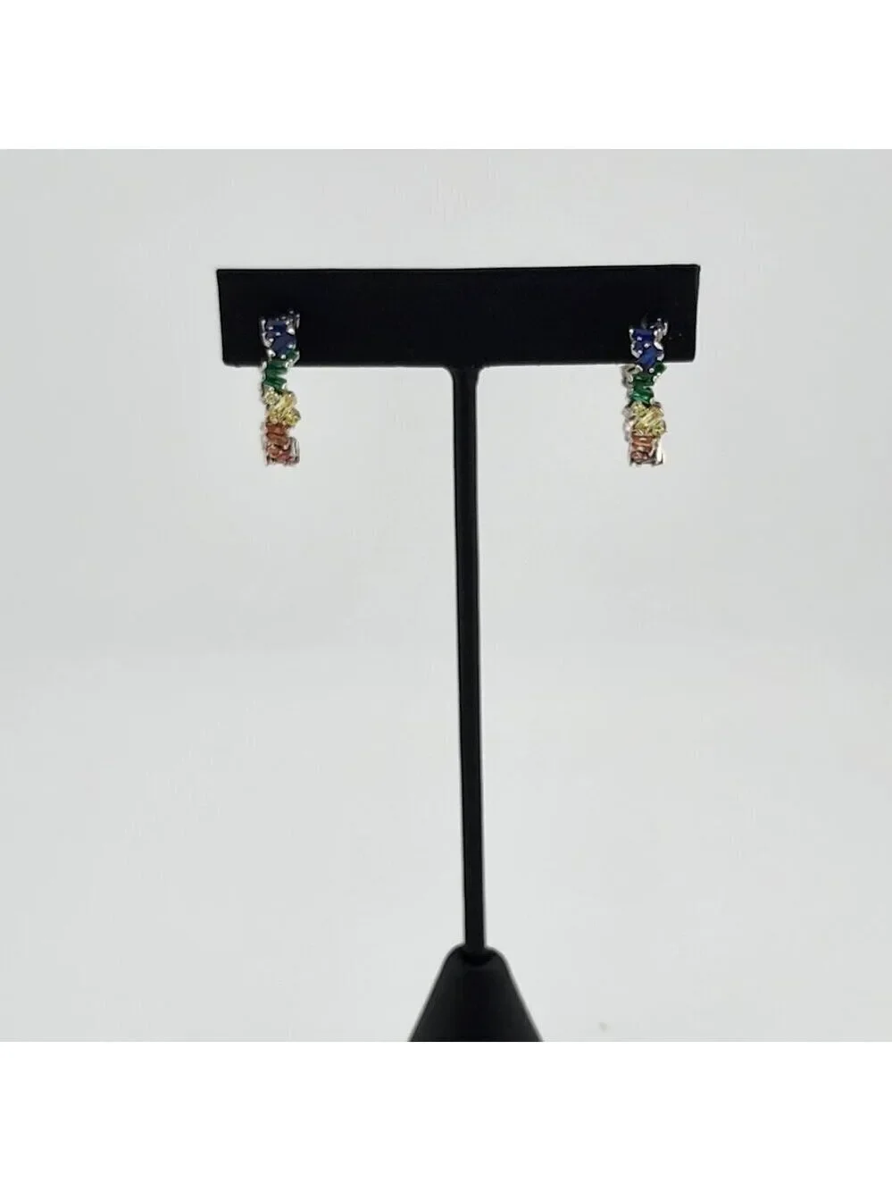 Brand New Sterling Silver 925 Multi Color Cz Earrings